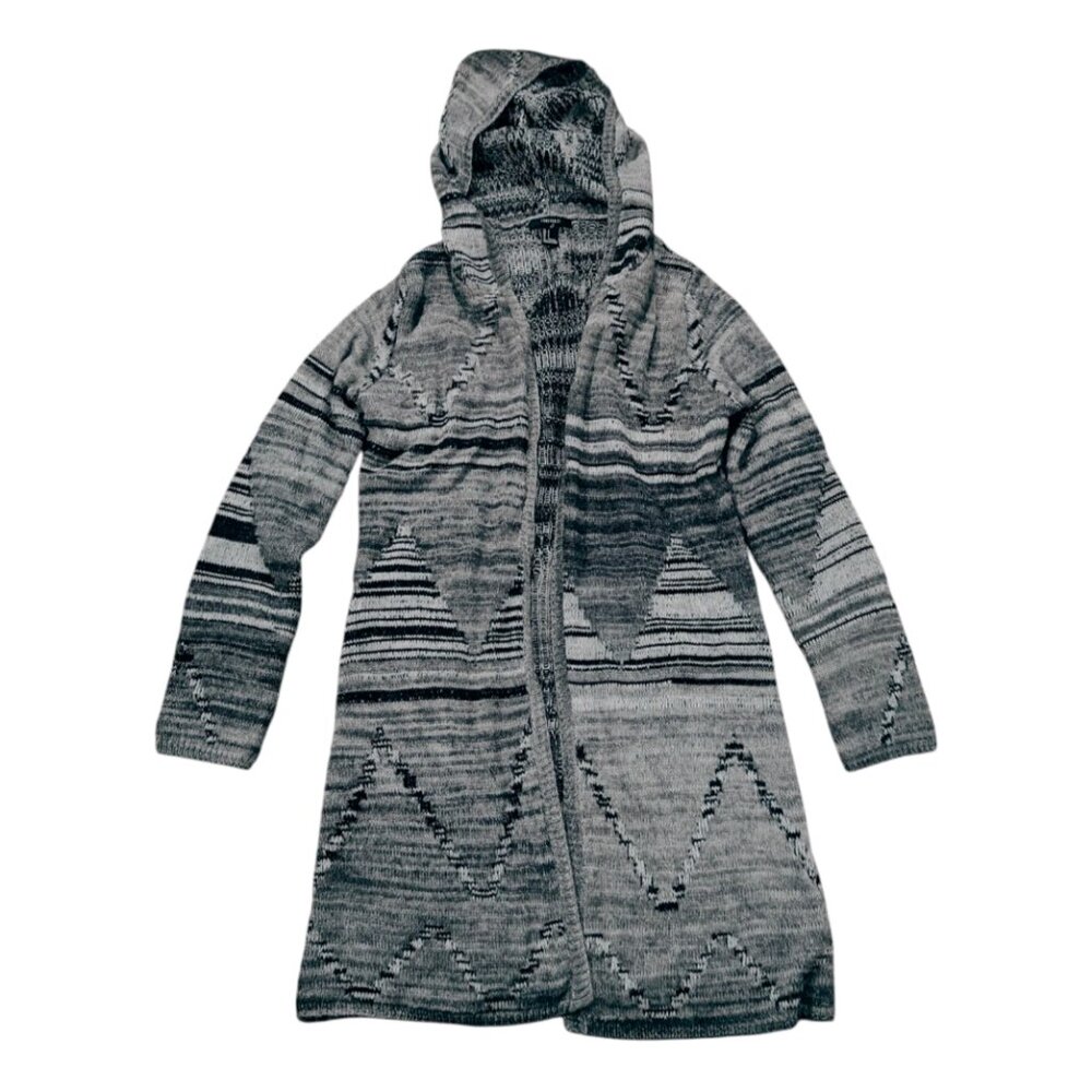 Forever 21 Hooded Knit Cardigan Jacket Gray Black White Size S